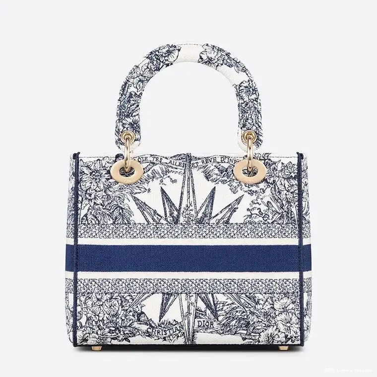 Cheap Motif Medium Bag Blue Reve Canvas Lady D-lite d'Infini 0628 Luxury